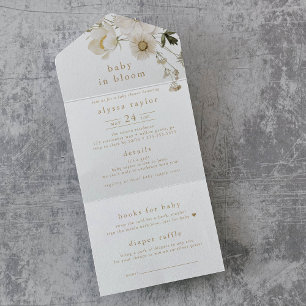 Invitation Tout En Un ALYSSA Baby In Bloom Diaper Raffle Baby Douche