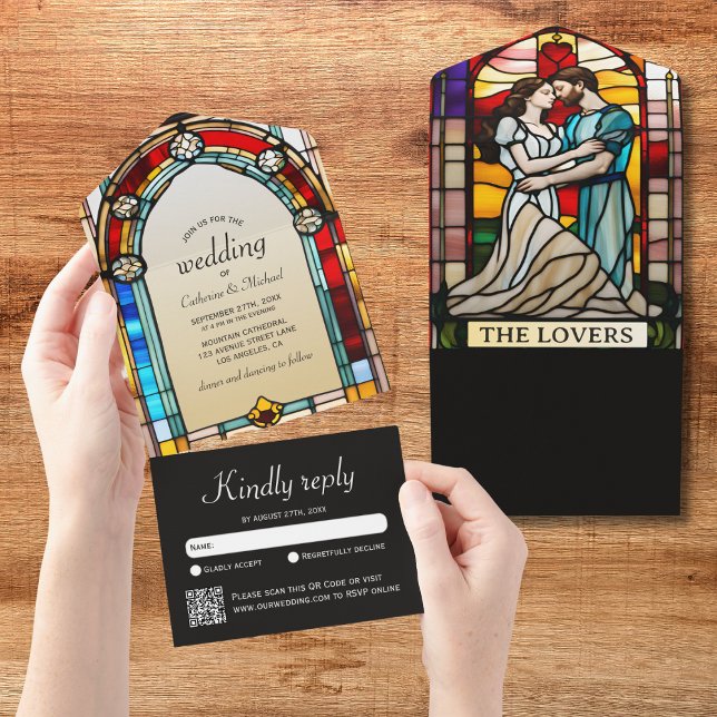 Invitation Tout En Un Amateurs Tarot Verre Tiré Style Mariage européen (Créateur téléchargé)