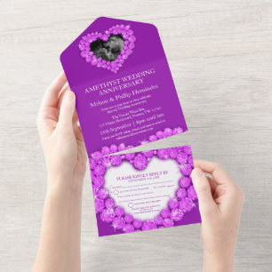 Invitation Tout En Un Améthyste photo anniversaire de mariage 6 ans viol