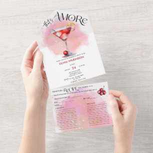 Invitation Tout En Un Amore   Fête des mariées aquarelle