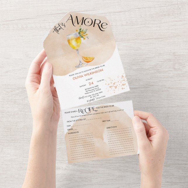 Invitation Tout En Un Amore | Fête des mariées aquarelle (Déchirure)
