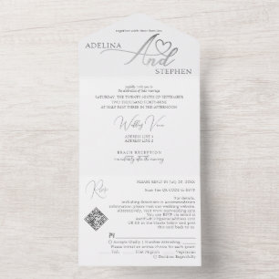 Invitation Tout En Un Ampersand Elegant Script QR Code Budget Mariage
