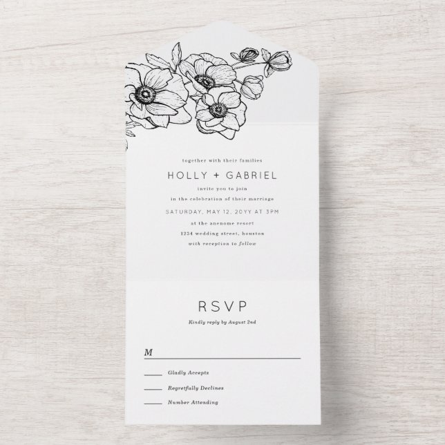 Invitation Tout En Un Anemone Bouquet Mariage (À l'intérieur)