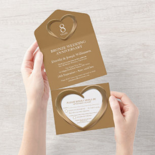 Invitation Tout En Un Anniversaire de mariage en bronze 8 ans fête événe