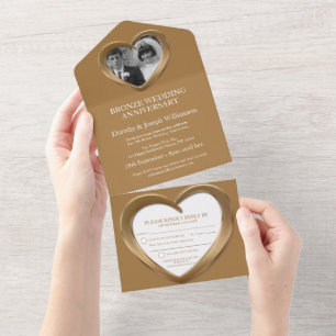 Invitation Tout En Un Anniversaire de mariage en bronze 8 ans fête événe