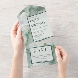 Invitation Tout En Un Aquarelle Abstraite moderne