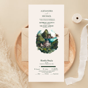 Invitation Tout En Un Aquarelle Caraibes Destination Mariage Tout En O