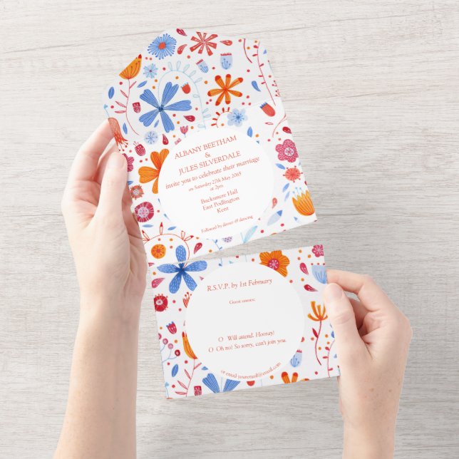 Invitation Tout En Un Aquarelle de la feuille de fleurs (Déchirure)