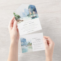 Aquarelle douce Côte Thaïlande Mariage marin
