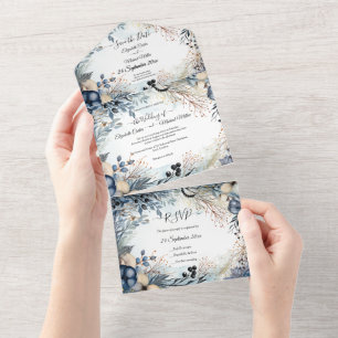 Invitation Tout En Un Aquarelle Ethérée Delicate Foliage Serène
