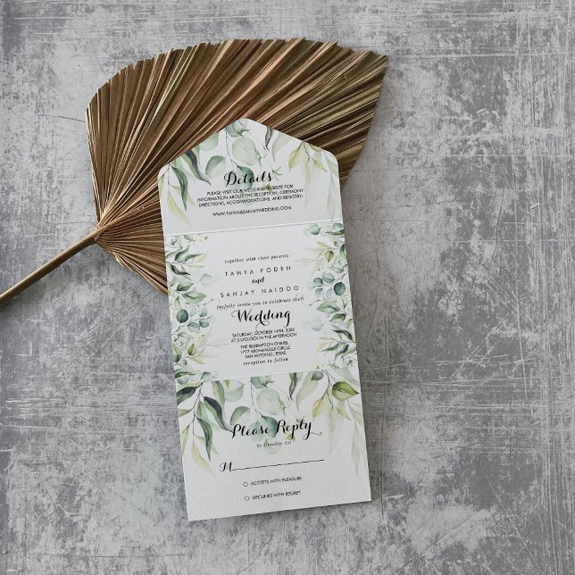 Invitation Tout En Un Aquarelle Eucalyptus Mariage de verdure (Créateur téléchargé)