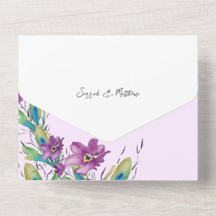 Invitation Tout En Un Aquarelle Fleur sauvage bleu-artistique
