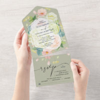 Aquarelle Floral Sage Mariage vert