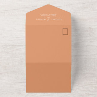 Invitation Tout En Un Aquarelle Florale élégante Pêche de mariage