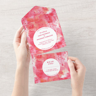 Invitation Tout En Un Aquarelle rose Confetti Abstrait Mariage moderne