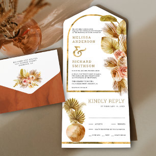 Invitation Tout En Un Arche Florale Terreuse Rustique Séchée Mariage Boh