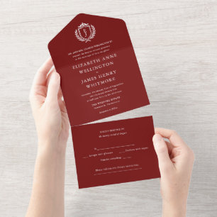 Invitation Tout En Un Armoiries de Bourgogne Mariage Initiales Personnal