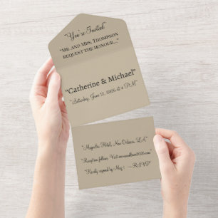 Invitation Tout En Un Arrière - plan beige clair doux - Design Mariage