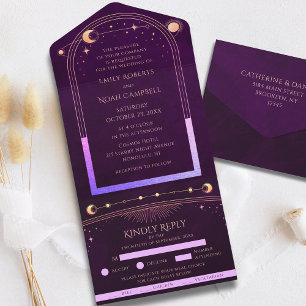 Invitation Tout En Un Astronomie mystique arc-en-ciel profonde Plum Sun 