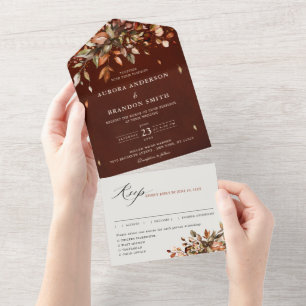 Invitation Tout En Un Automne Feuilles Russe Pays Boho Mariage
