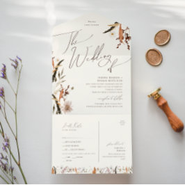 Invitation Tout En Un Automne Fleur sauvage Beige Mariage De Sceau et d'
