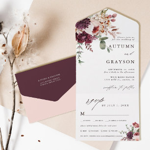 Invitation Tout En Un Automne Romance Élégant Mariage Floral