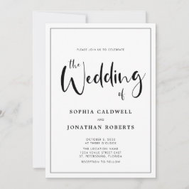 Invitation Tout en un avec détails Calligraphie Mariage front