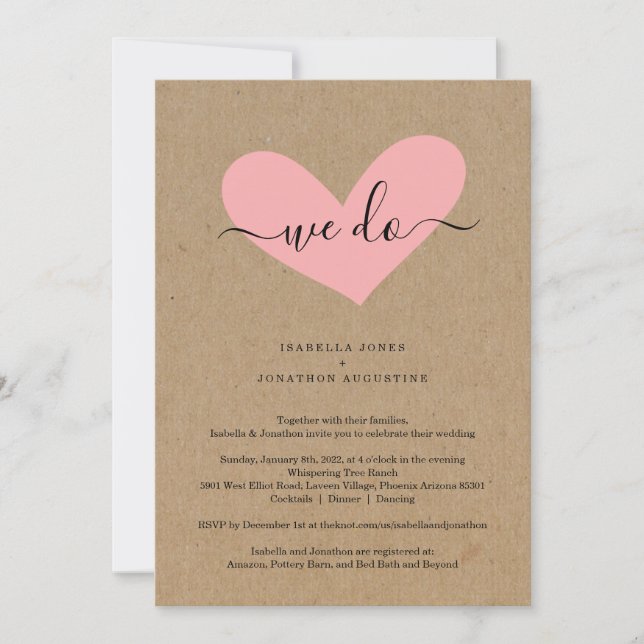 Invitation Tout en un avec RSVP et Registre (Devant)