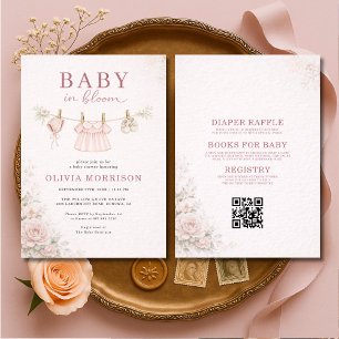 Invitation Tout en Un Baby in Bloom Linge de Bébé Shower