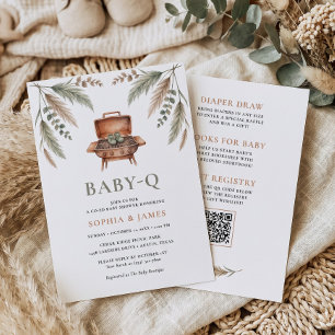 Invitation Tout-en-un Baby Q Herbe des Pampas Grill Chaussons