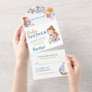 Invitation Tout En Un Baby shower aventure nautique