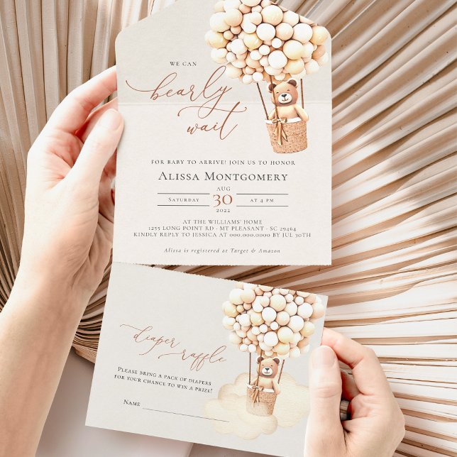 Invitation Tout En Un Baby shower Bear Balloons (Créateur téléchargé)