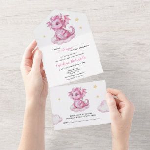 Invitation Tout En Un Baby Shower Dragon Mignon