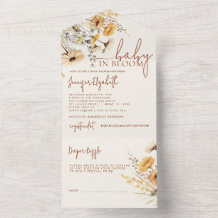 Invitation Tout En Un Baby shower fleur sauvage
