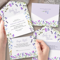 Baby shower Fleur sauvage violet livre et diapers
