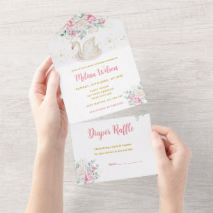 Invitation Tout En Un Baby Shower Princesse Cygne