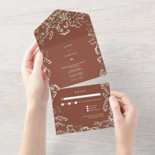 Invitation Tout En Un Baby's Breath Terracotta RSVP