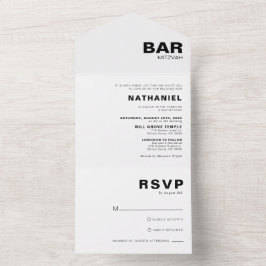 Invitation Tout En Un Barre minimaliste formelle élégant Mitzvah