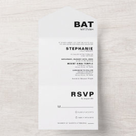 Invitation Tout En Un Bat mitzvah minimaliste élégant