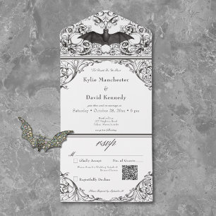 Invitation Tout En Un Bataille victorienne jusqu'à la mort Noir Blanc QR