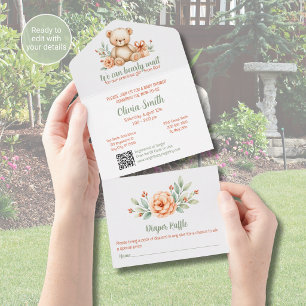 Invitation Tout En Un Bearly Wait Baby Shower Chrétien Tout en Un