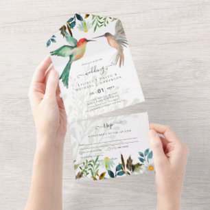 Invitation Tout En Un Beau HUMMINGBIRDS Couple Mariage