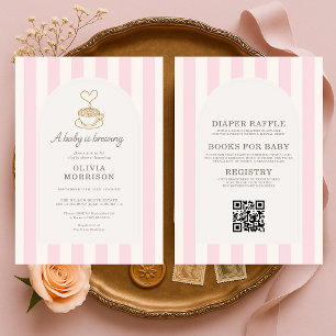Invitation Tout en Un Bébé Brasse Café Rose Fête Prénatale Bé