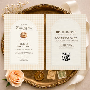 Invitation Tout en Un Bébé dans le Four Gingham Baby Shower