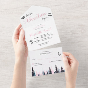 Invitation Tout En Un Bébé fille Rustique aventure bébé douche