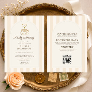 Invitation Tout en Un Bébé prépare du Café Baby Shower