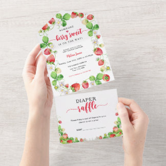 Invitation Tout En Un Berry Sweet Strawberry Baby Shower