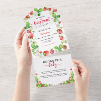 Invitation Tout En Un Berry Sweet Strawberry Baby Shower