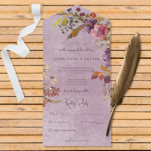 Invitation Tout En Un Bijou Boho Rustique Tone Flores Purple Pas De Dîne