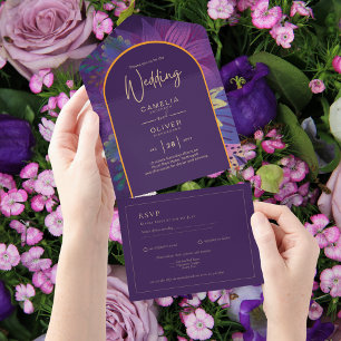 Invitation Tout En Un Bijoux Tones Plum Purple Berry Mariage or